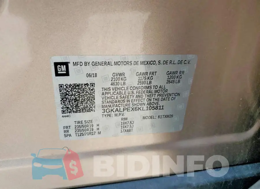 3GKALPEX6KL105811 Photo# 13