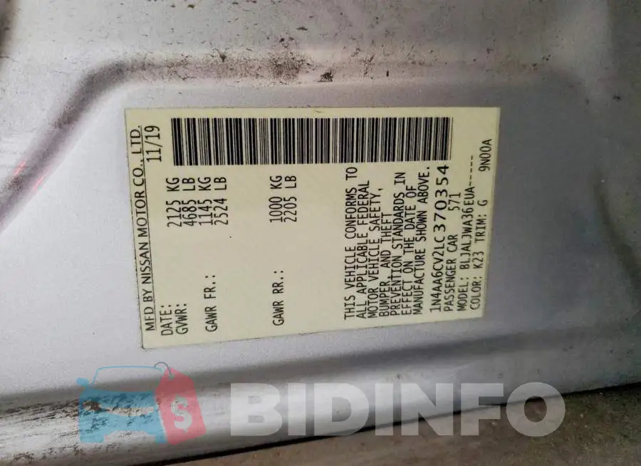 1N4AA6CV2LC370354 Photo# 12