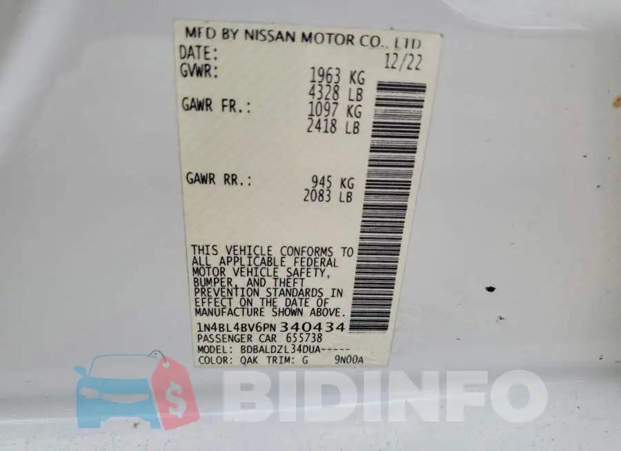 1N4BL4BV6PN340434 Photo# 12