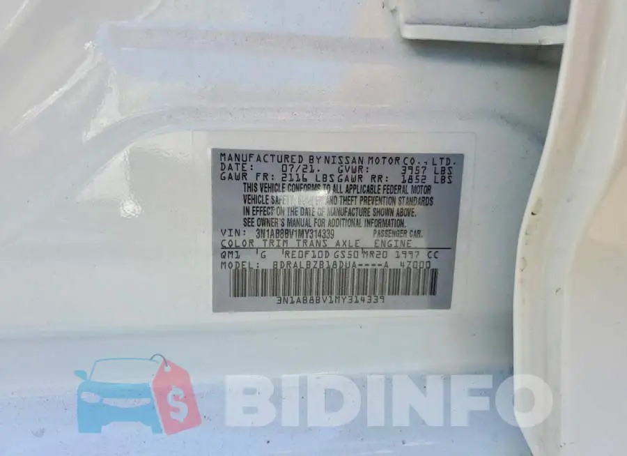 3N1AB8BV1MY314339 Photo# 12