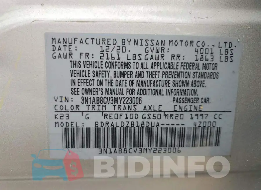 3N1AB8CV3MY223006 Photo# 12