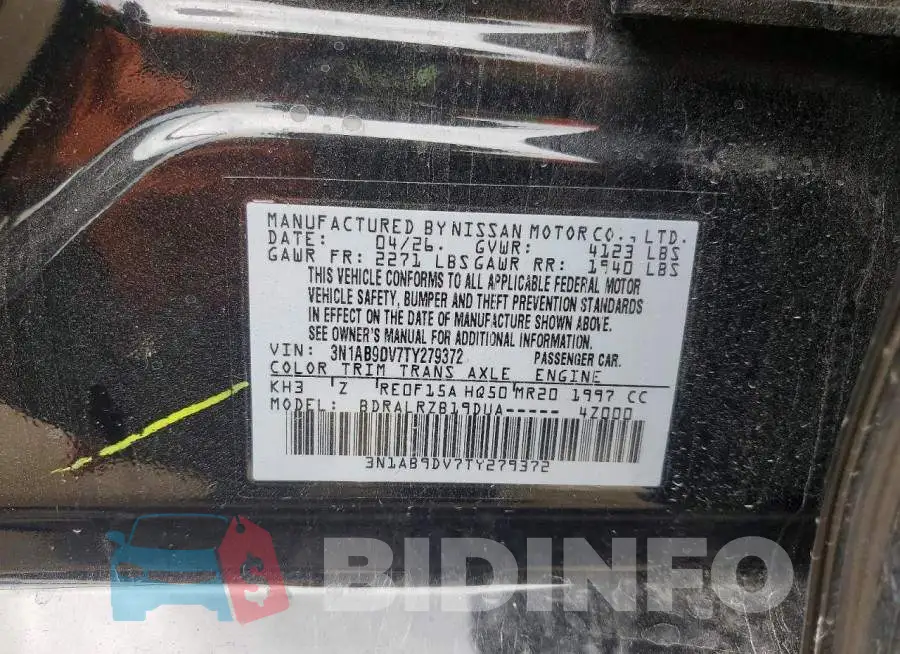 3N1AB9DV7TY279372 Photo# 12