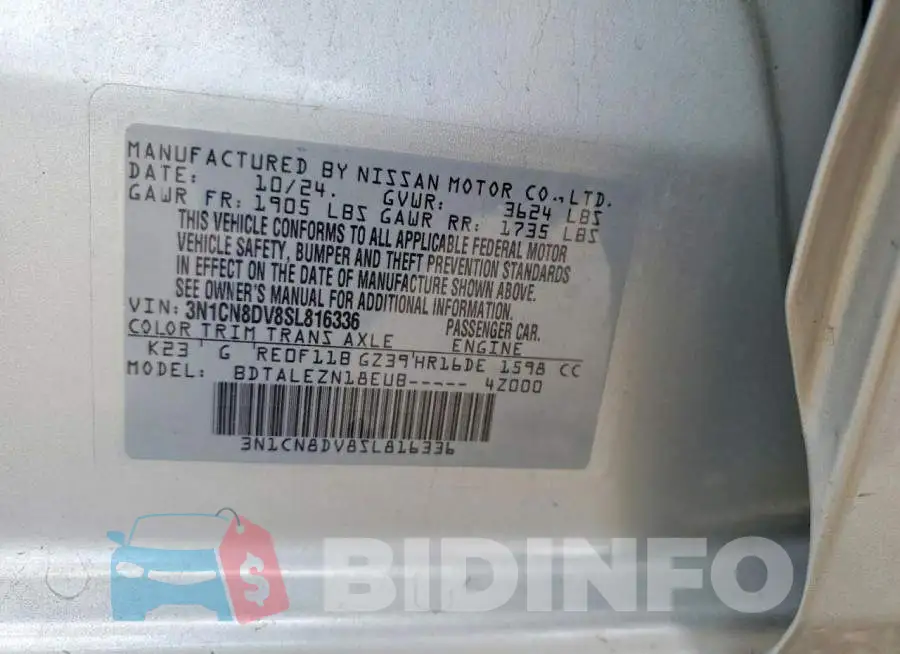 3N1CN8DV8SL816336 Photo# 12