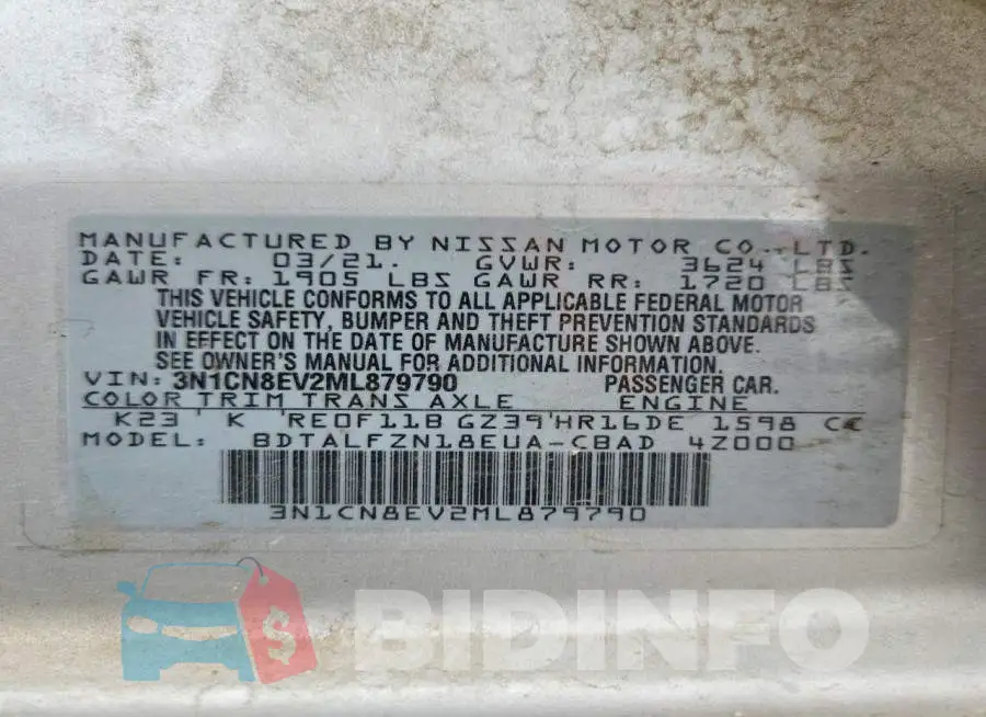 3N1CN8EV2ML879790 Photo# 12