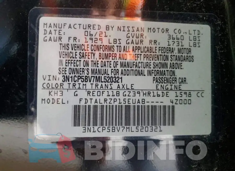 3N1CP5BV7ML520321 Photo# 12