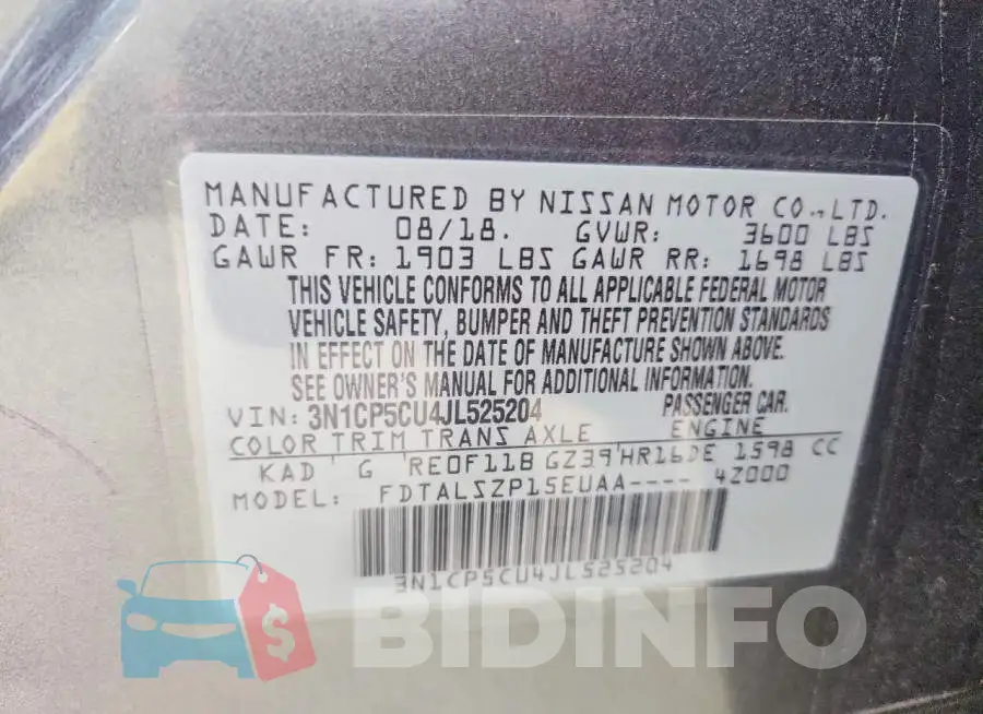 3N1CP5CU4JL525204 Photo# 13