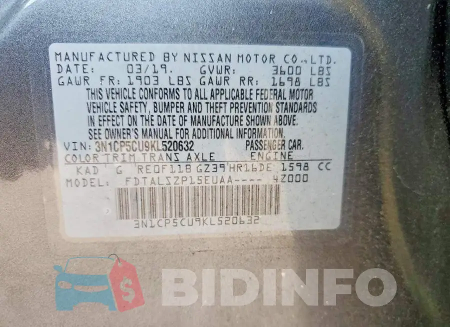 3N1CP5CU9KL520632 Photo# 14