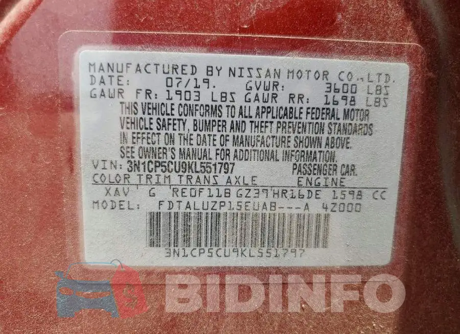 3N1CP5CU9KL551797 Photo# 13