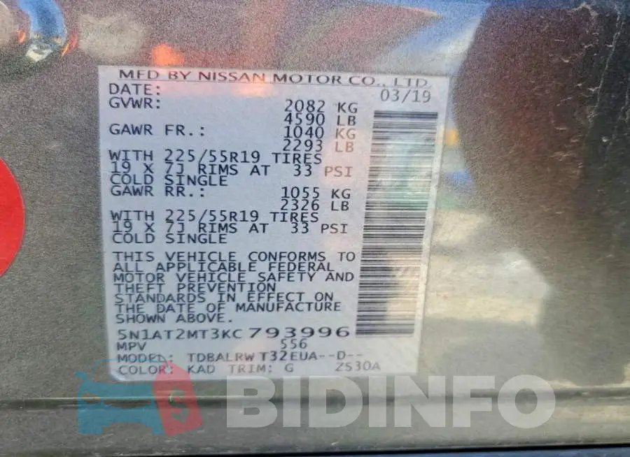 5N1AT2MT3KC793996 Photo# 13