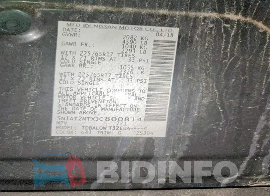 5N1AT2MTXJC800814 Photo# 13