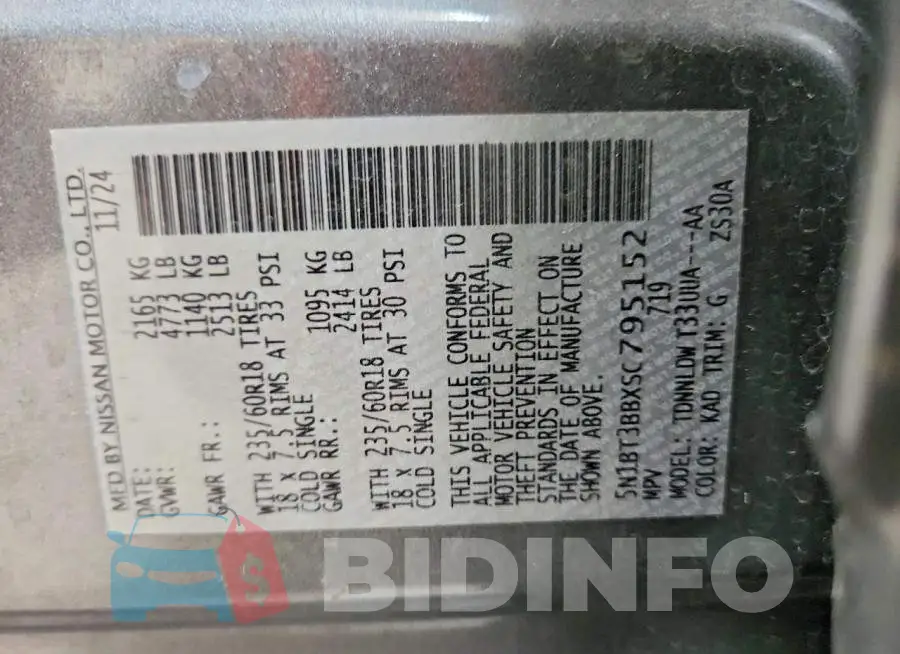 5N1BT3BBXSC795152 Photo# 13