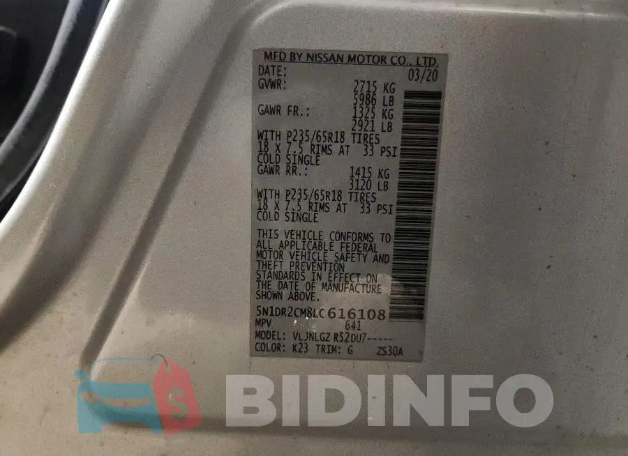 5N1DR2CM8LC616108 Photo# 13
