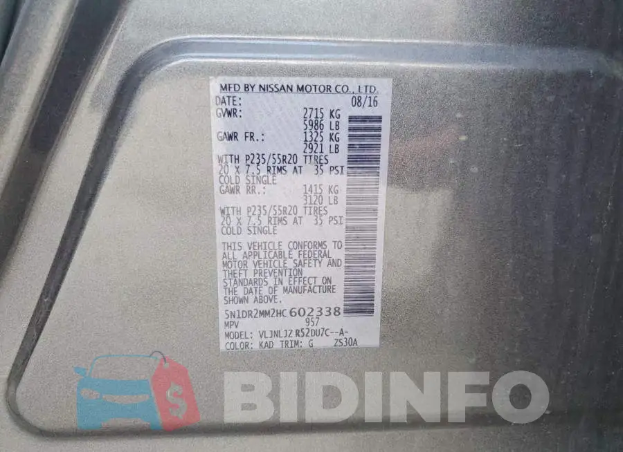 5N1DR2MM2HC602338 Photo# 14