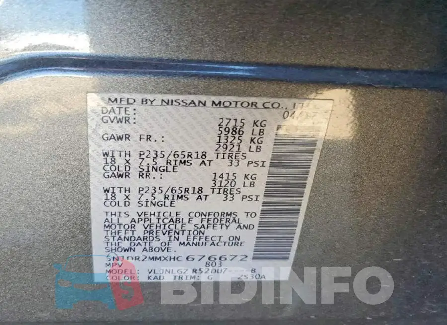 5N1DR2MMXHC676672 Photo# 12