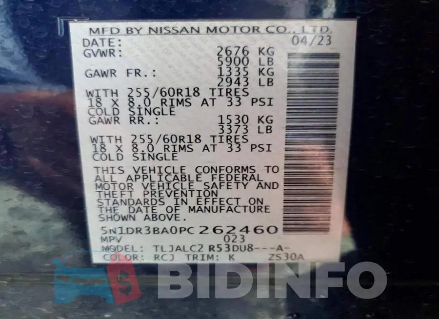 5N1DR3BA0PC262460 Photo# 13