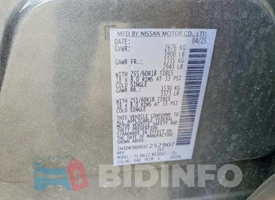 5N1DR3BD6SC252907 Photo# 12