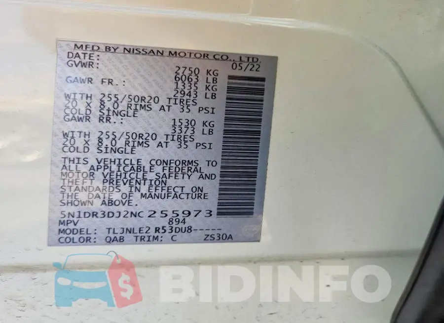 5N1DR3DJ2NC255973 Photo# 14