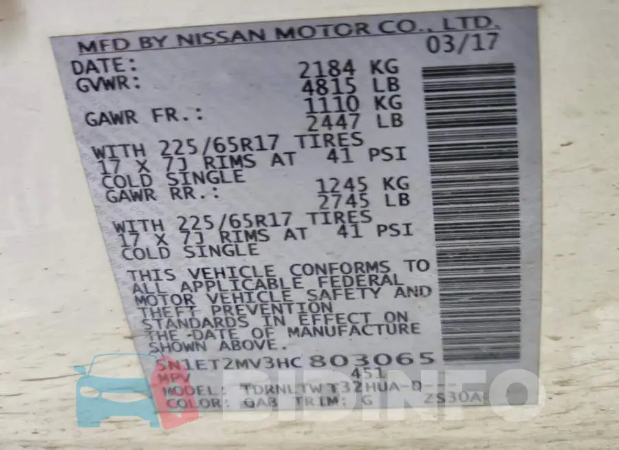 5N1ET2MV3HC803065 Photo# 13