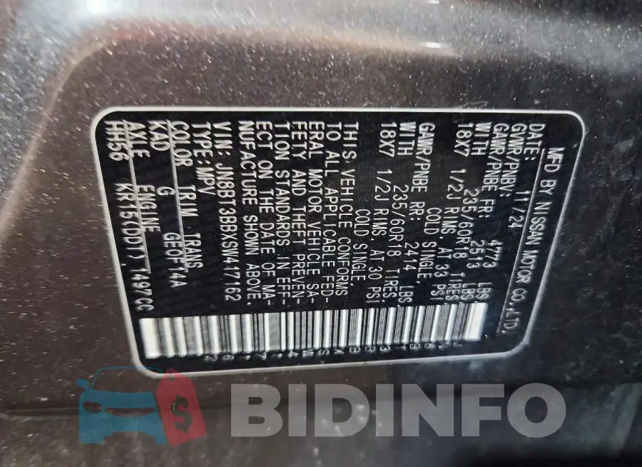 JN8BT3BBXSW417162 Photo# 14