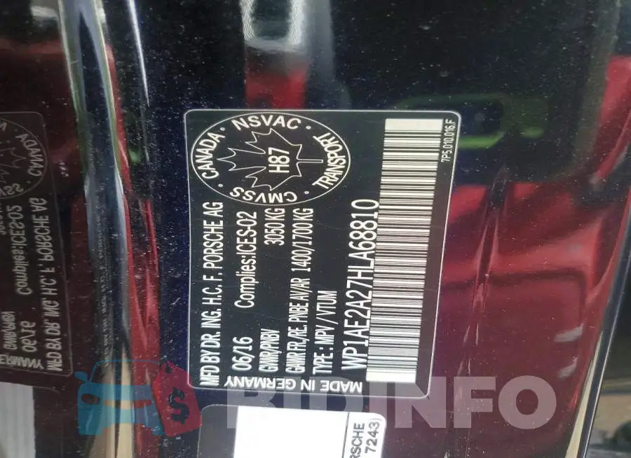 WP1AE2A27HLA68810 Photo# 13