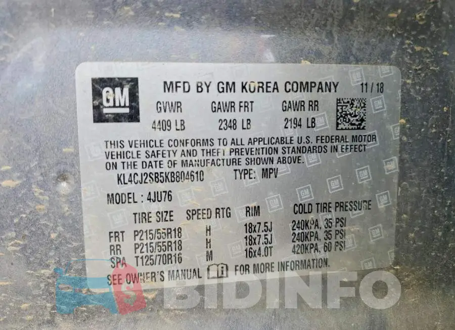 KL4CJ2SB5KB804610 Photo# 14