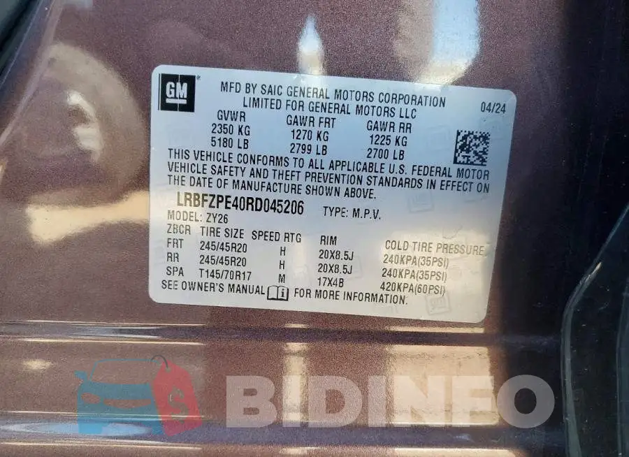 LRBFZPE40RD045206 Photo# 13