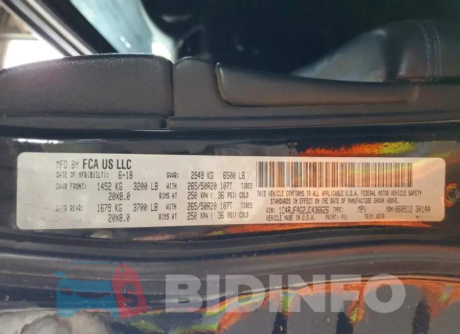 1C4RJFAG2JC436626 Photo# 12
