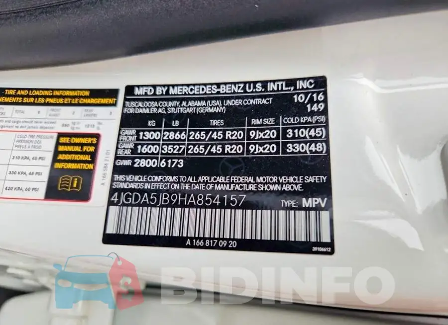 4JGDA5JB9HA854157 Photo# 12