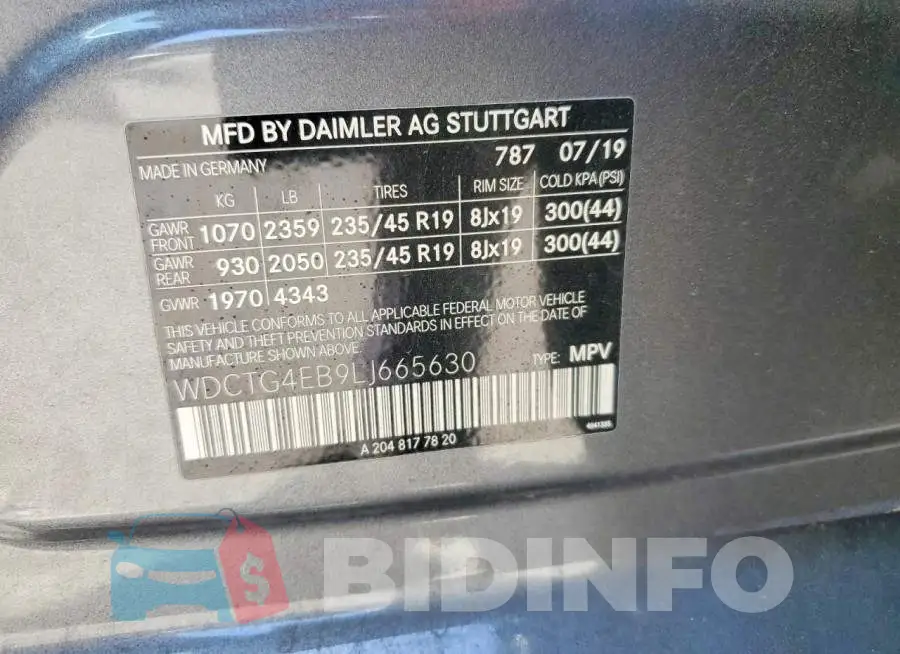 WDCTG4EB9LJ665630 Photo# 13