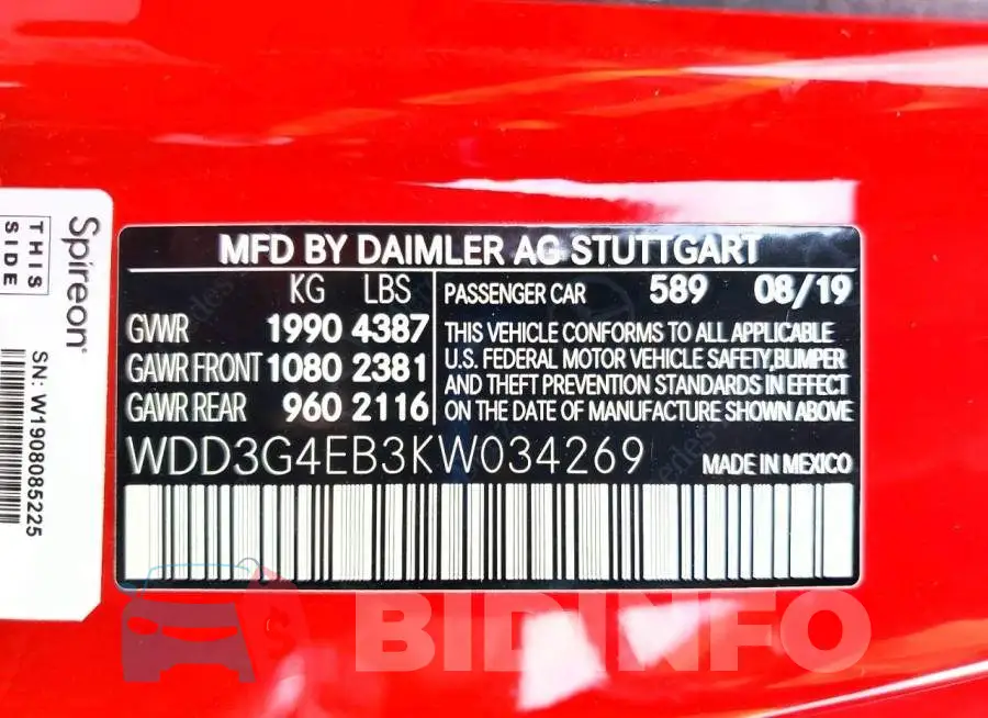 WDD3G4EB3KW034269 Photo# 12