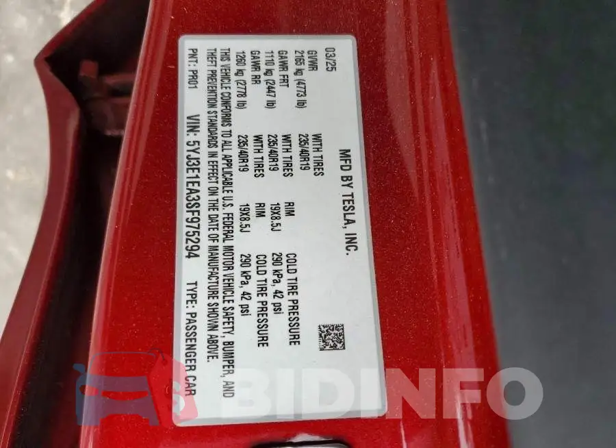 5YJ3E1EA3SF975294 Photo# 13