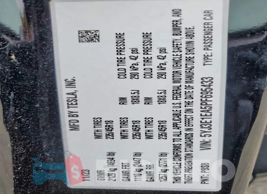 5YJ3E1EA5PF695433 Photo# 12