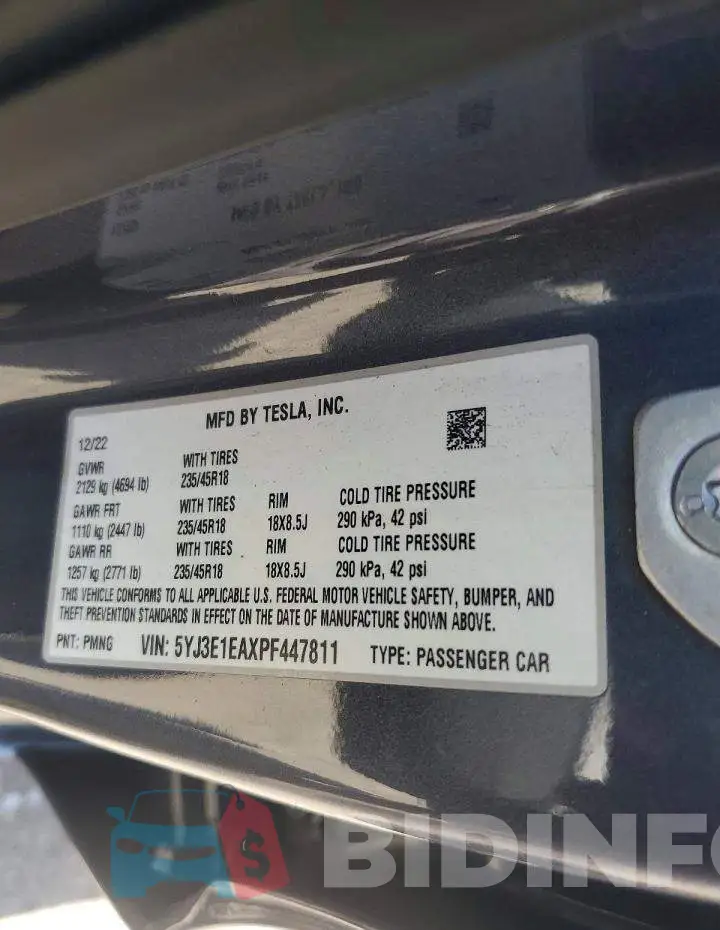 5YJ3E1EAXPF447811 Photo# 12