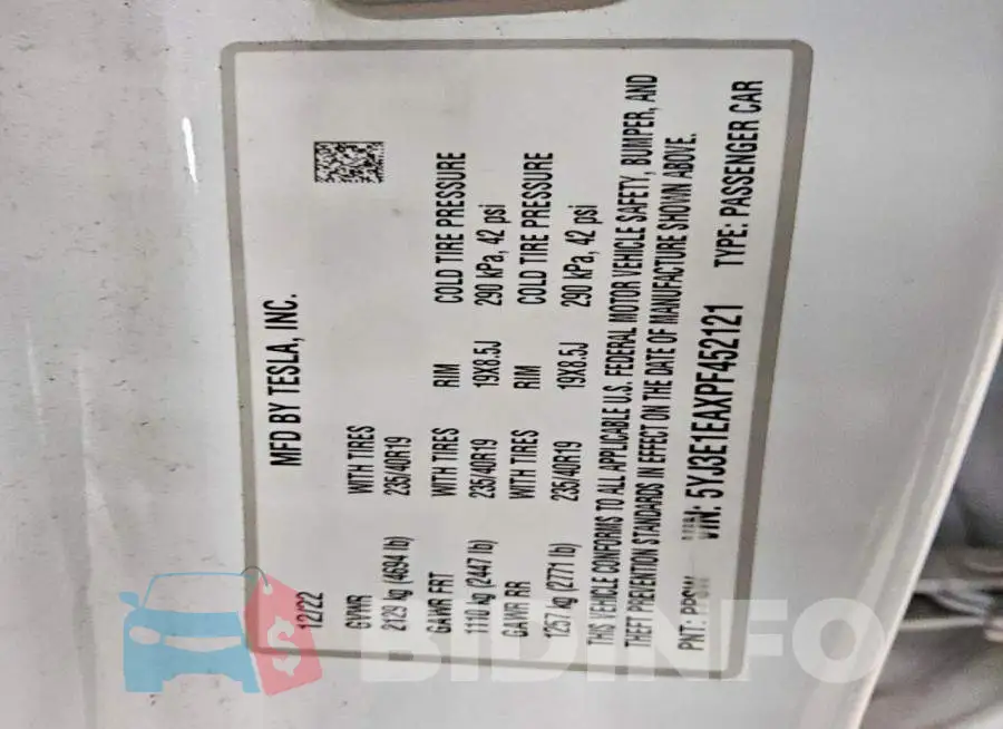 5YJ3E1EAXPF452121 Photo# 12