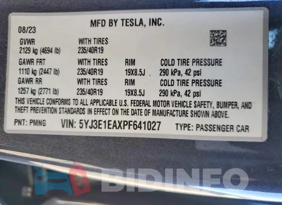 5YJ3E1EAXPF641027 Photo# 12