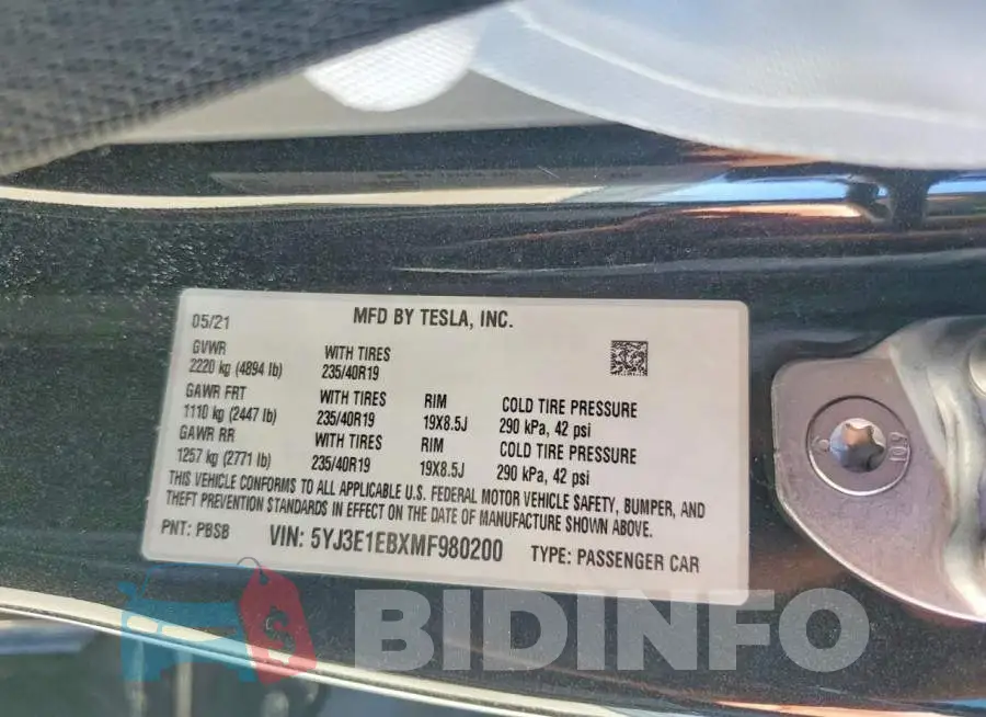 5YJ3E1EBXMF980200 Photo# 12