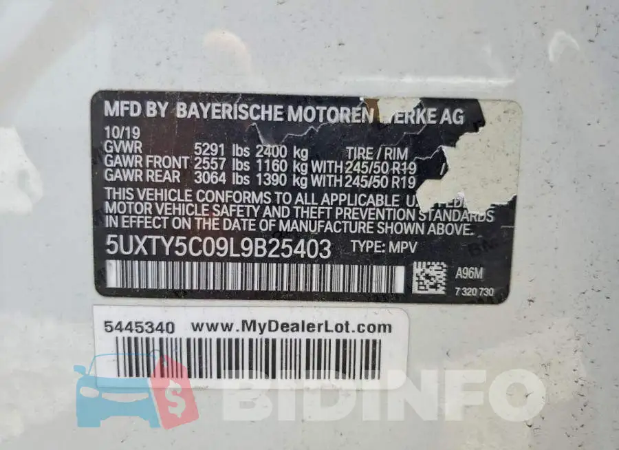 5UXTY5C09L9B25403 Photo# 13