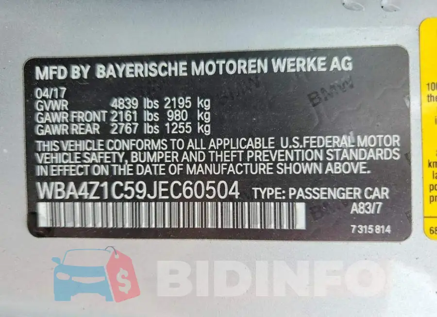WBA4Z1C59JEC60504 Photo# 12