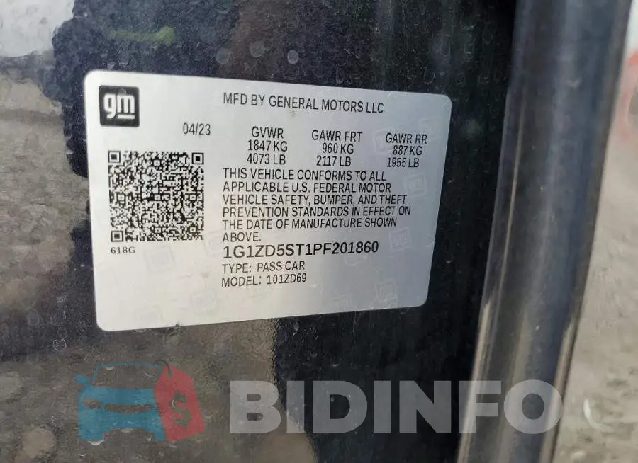 1G1ZD5ST1PF201860 Photo# 12