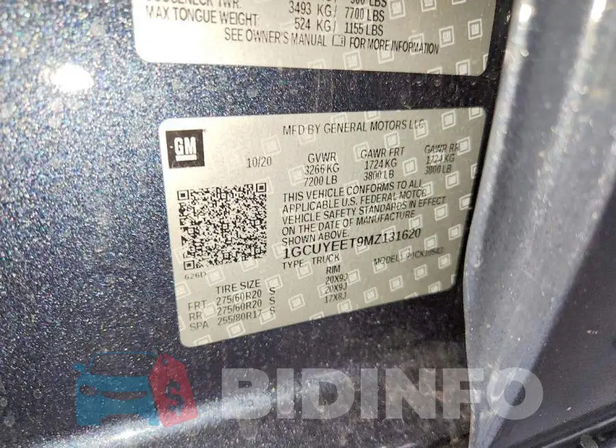 1GCUYEET9MZ131620 Photo# 12