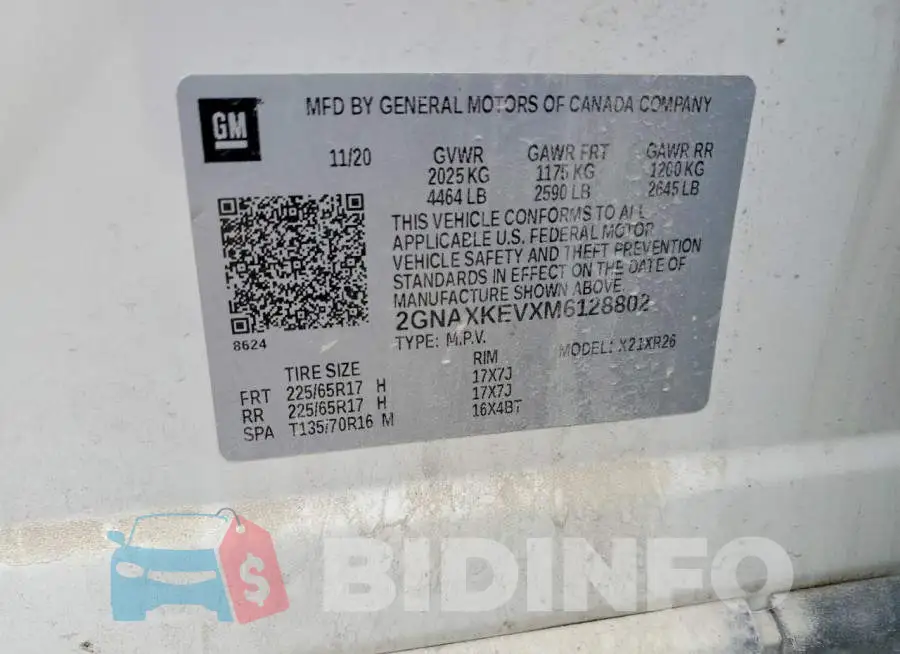 2GNAXKEVXM6128802 Photo# 12