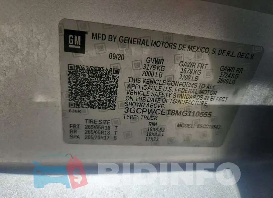 3GCPWCET8MG110555 Photo# 12