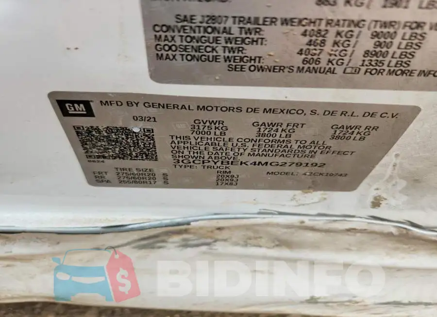 3GCPYBEK4MG279192 Photo# 12