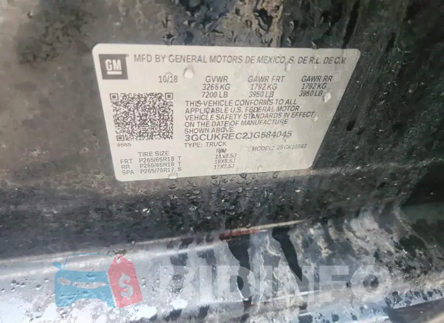 3GCUKREC2JG584045 Photo# 12
