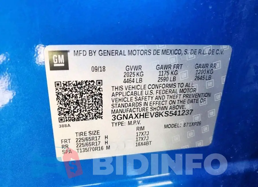3GNAXHEV8KS541237 Photo# 13