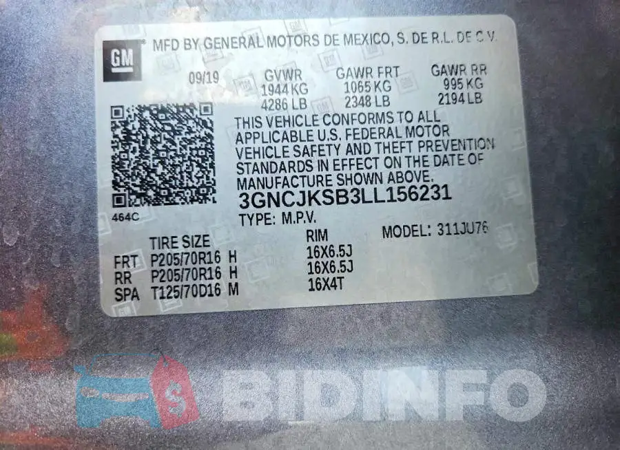 3GNCJKSB3LL156231 Photo# 13