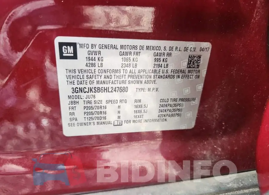 3GNCJKSB6HL247680 Photo# 13
