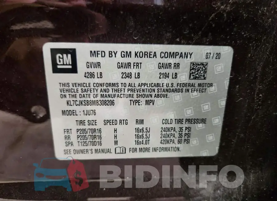KL7CJKSB8MB308206 Photo# 12