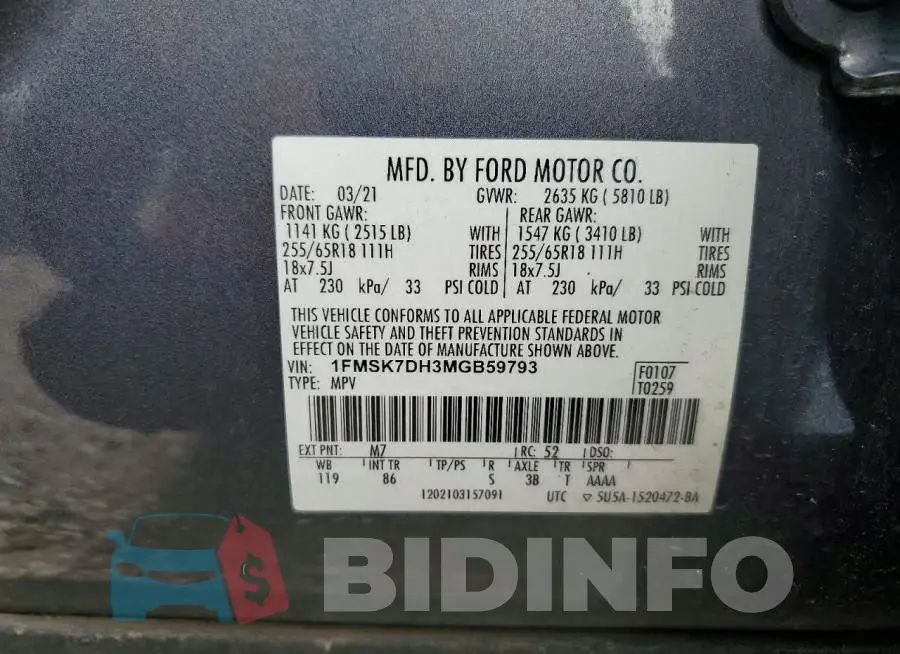 1FMSK7DH3MGB59793 Photo# 14
