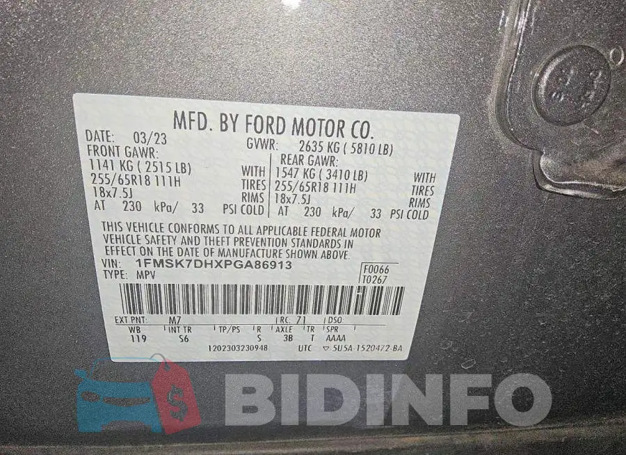 1FMSK7DHXPGA86913 Photo# 13